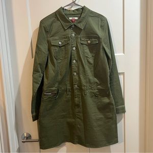 Tommy Hilfiger Olive Green Denim Mini Dress